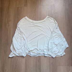 Free People FP Ivory Balloon Sleeve Flowy Cropped Cottage Core Women's Size XS